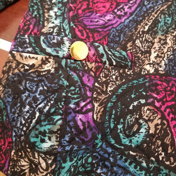 Stephen Douglas Ltd Quilted Paisley Button up Blazer Multicolor Long Slvs Sz 12 - Picture 5 of 6